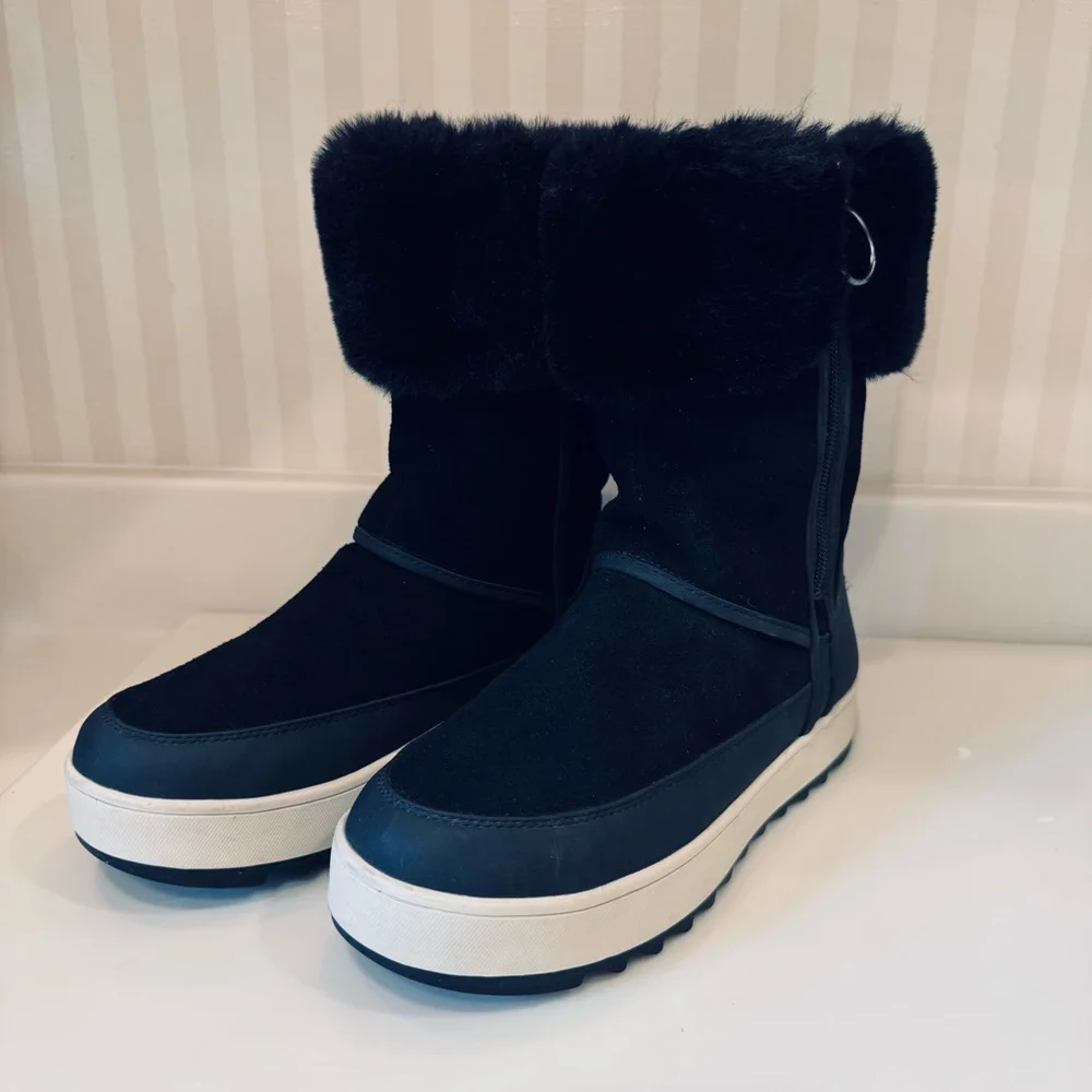 Koolaburra by UGG Black Tynlee Waterproof Winter Boots With Faux Fur Cuff Size 7